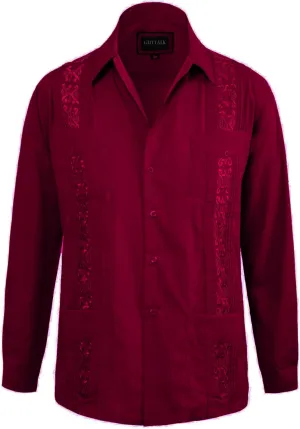 Guytalk Men's Cuban Guayabera Button-Down Long Sleeve Shirt
