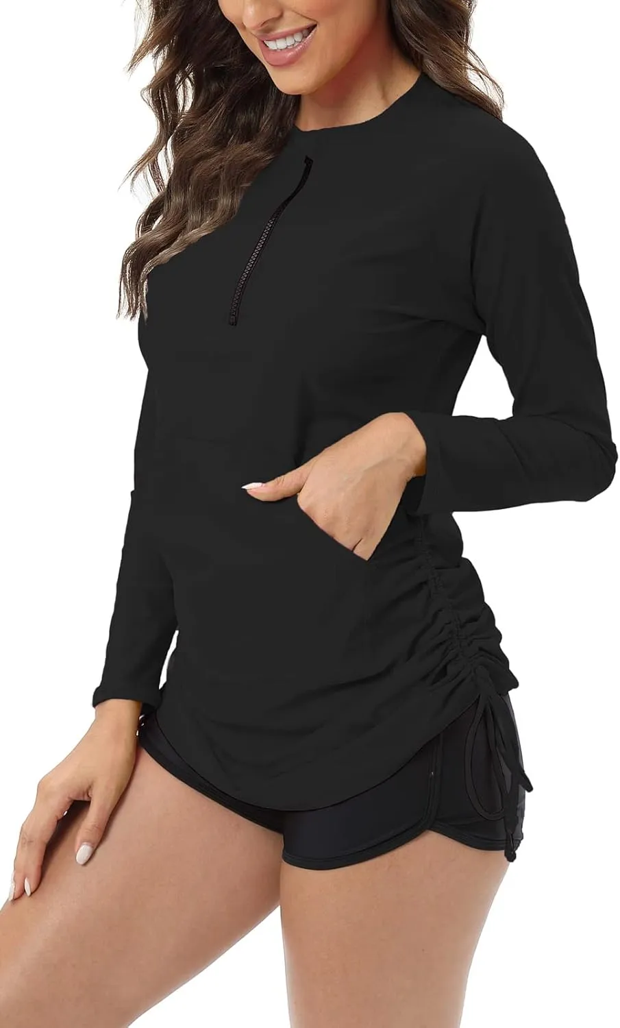 Halcurt Women's Long Sleeve Swim Shirt UPF 50  Rash Guard Top