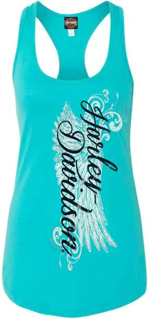 Harley-Davidson Women's Road Diva Script Sleeveless Racerback Tank Top, Yellow