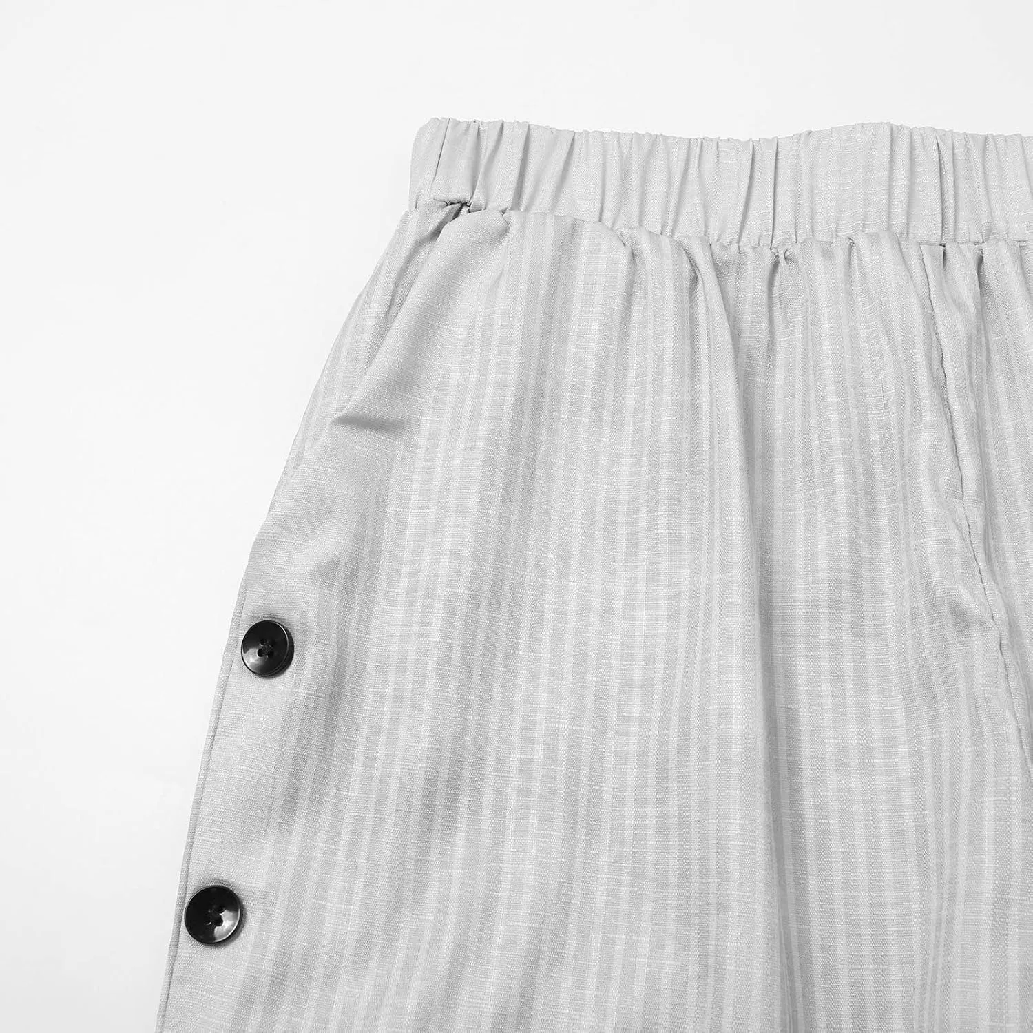 Hawaii Beach Pants for Women Casual Elastic High Waist Drawstring Pants Tropical Solid Color Summer Linen Trousers