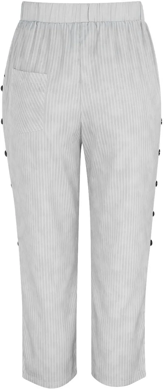Hawaii Beach Pants for Women Casual Elastic High Waist Drawstring Pants Tropical Solid Color Summer Linen Trousers