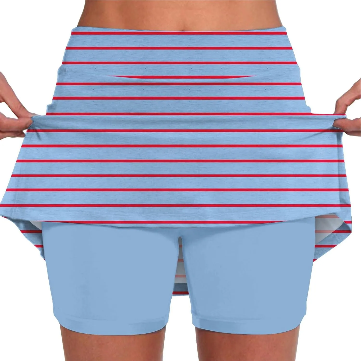 High Waisted Golf Skirts for Woman Casual Workout Tennis Mini Skirt Side Pockets Solid Summer Athletic Running Shorts Skorts