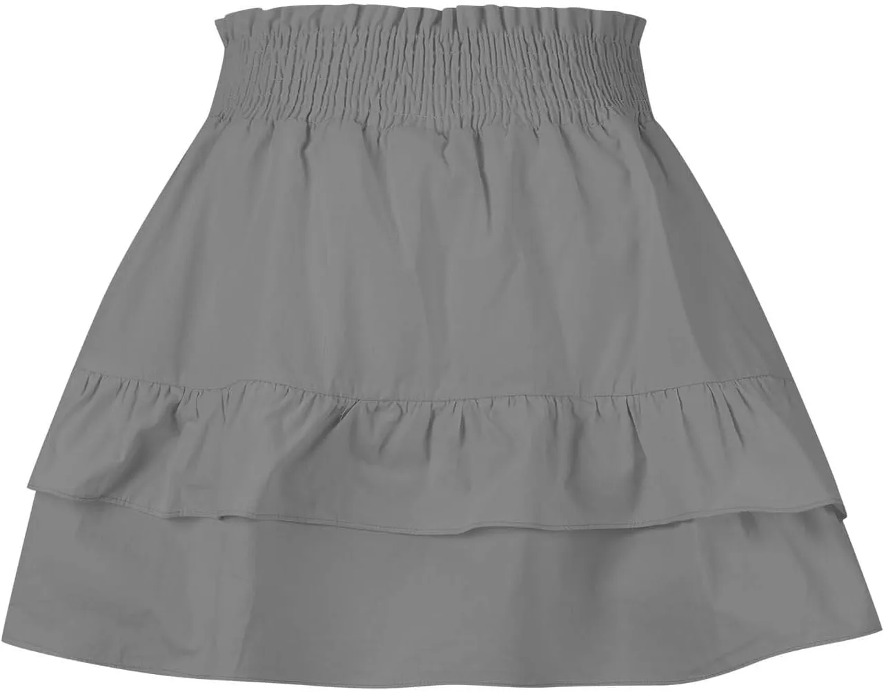 High Waisted Skirt for Women Ruffle Hem Flowy Stretchy Summer Mini Skirt Casual A Line Swing Beach Mini Short Skirt