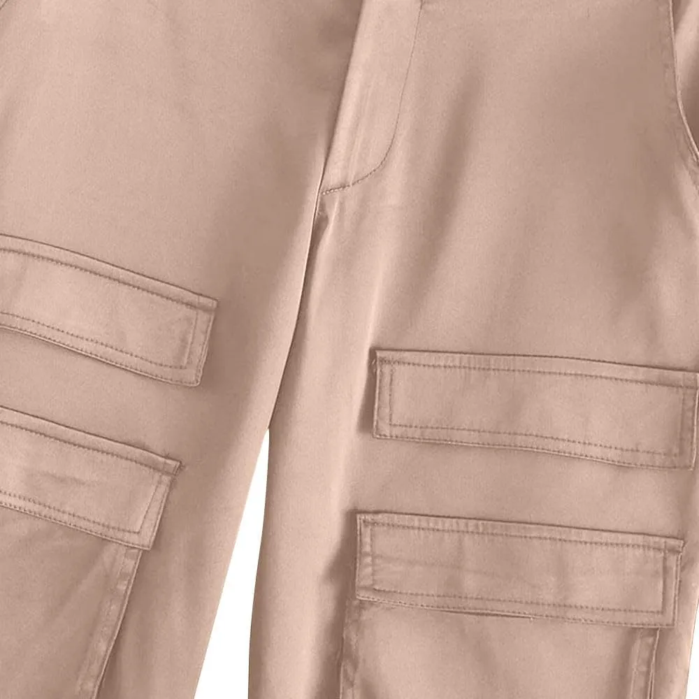 Hiking Cargo Pants for Women High Waist Comfy Joggers Wide Leg Straight Sweatpants Casual Baggy Trousers Solid Slacks