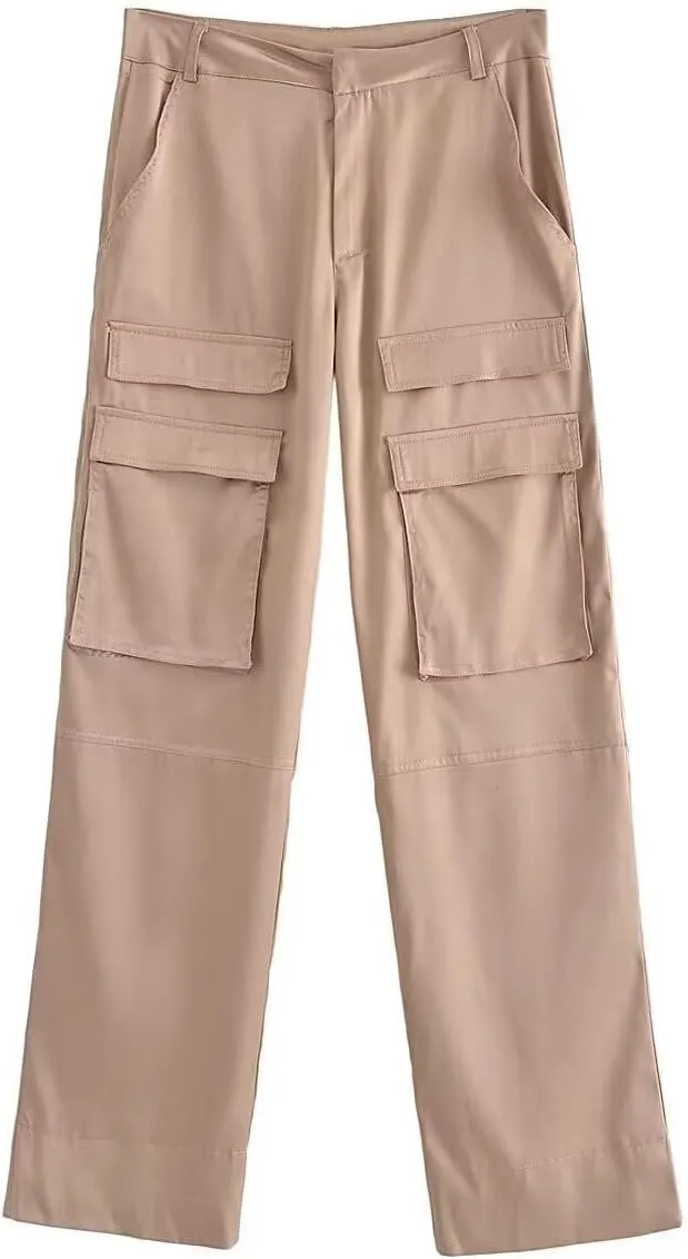Hiking Cargo Pants for Women High Waist Comfy Joggers Wide Leg Straight Sweatpants Casual Baggy Trousers Solid Slacks