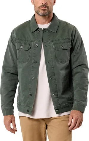 INTO THE AM Tradesman Trucker Jacket Men S-4XL Flannel Lined Workwear Cotton Canvas Jacket