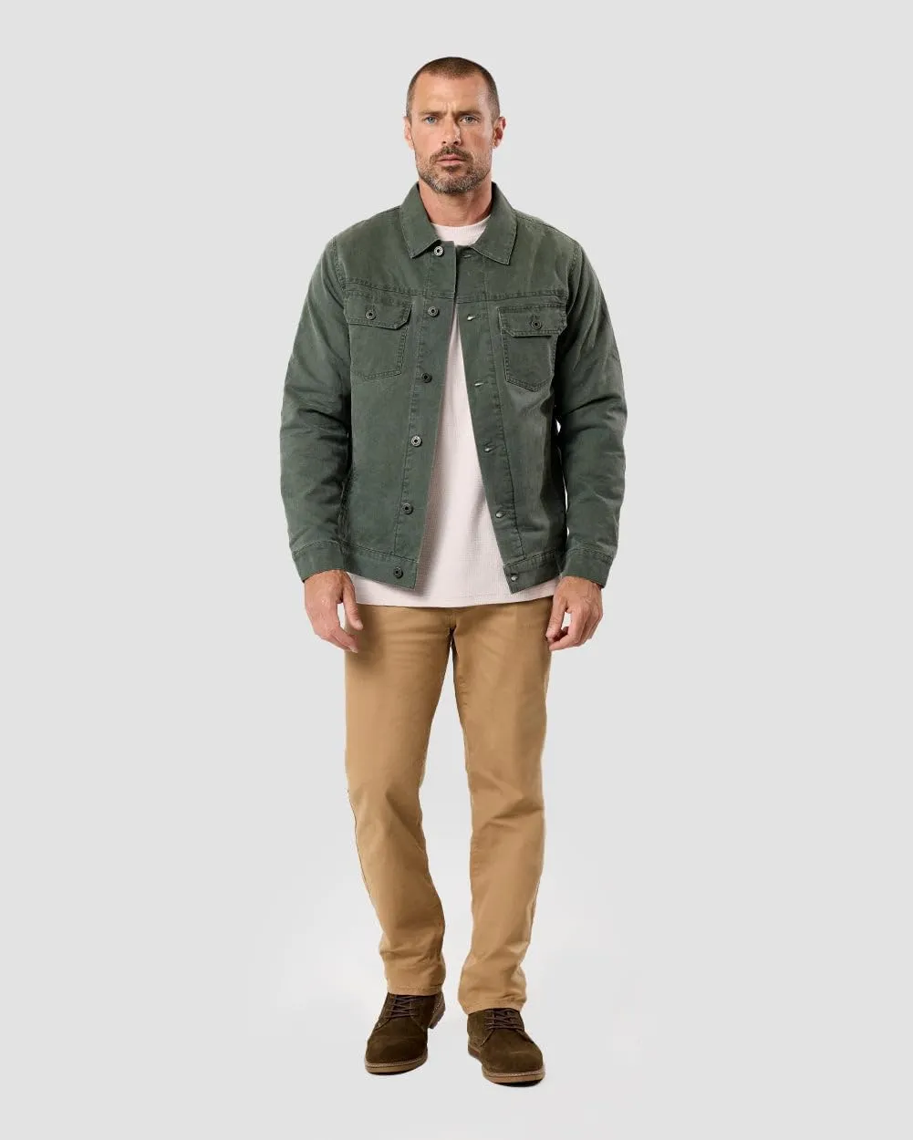 INTO THE AM Tradesman Trucker Jacket Men S-4XL Flannel Lined Workwear Cotton Canvas Jacket