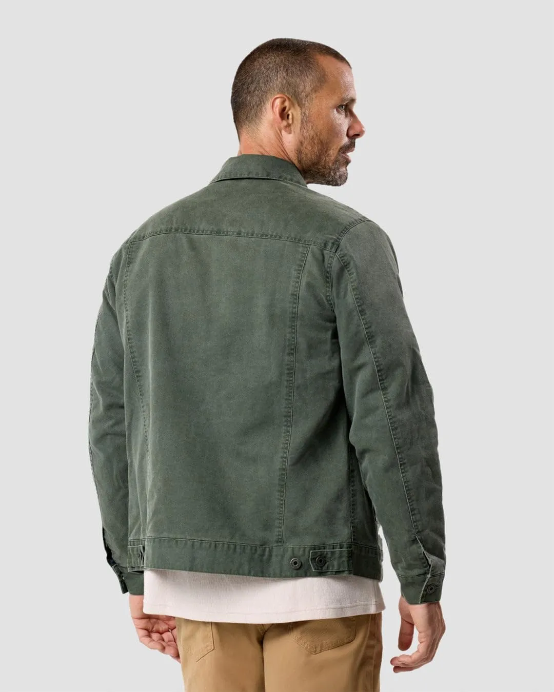INTO THE AM Tradesman Trucker Jacket Men S-4XL Flannel Lined Workwear Cotton Canvas Jacket