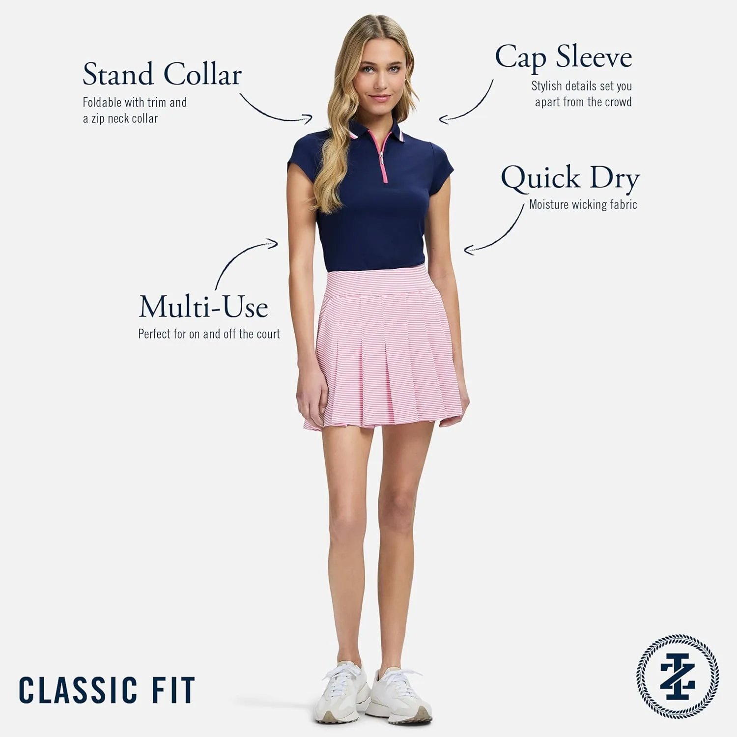 IZOD Women's Shirt Performance Stretch Golf Collared Cap Sleeve
