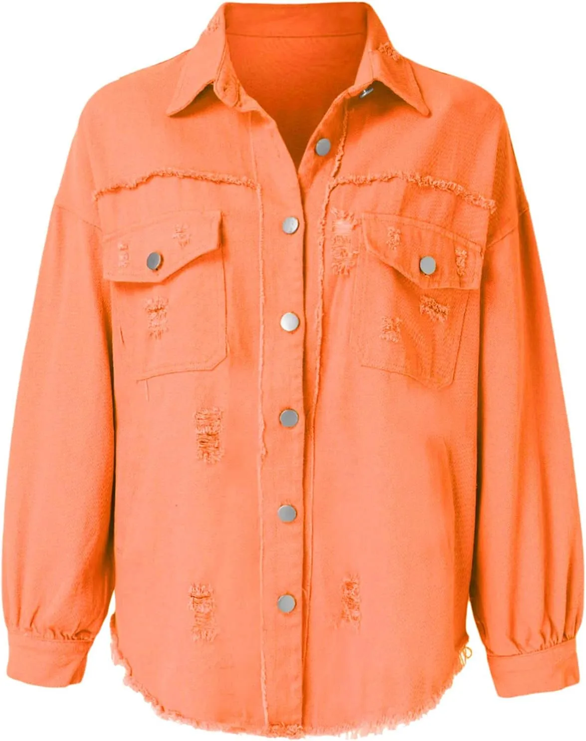 Jackets To Wear Over Dresses Women's Trendy Ripped Oversized Denim Jacket Casual Long Boyfriend Denim Shirt Dress