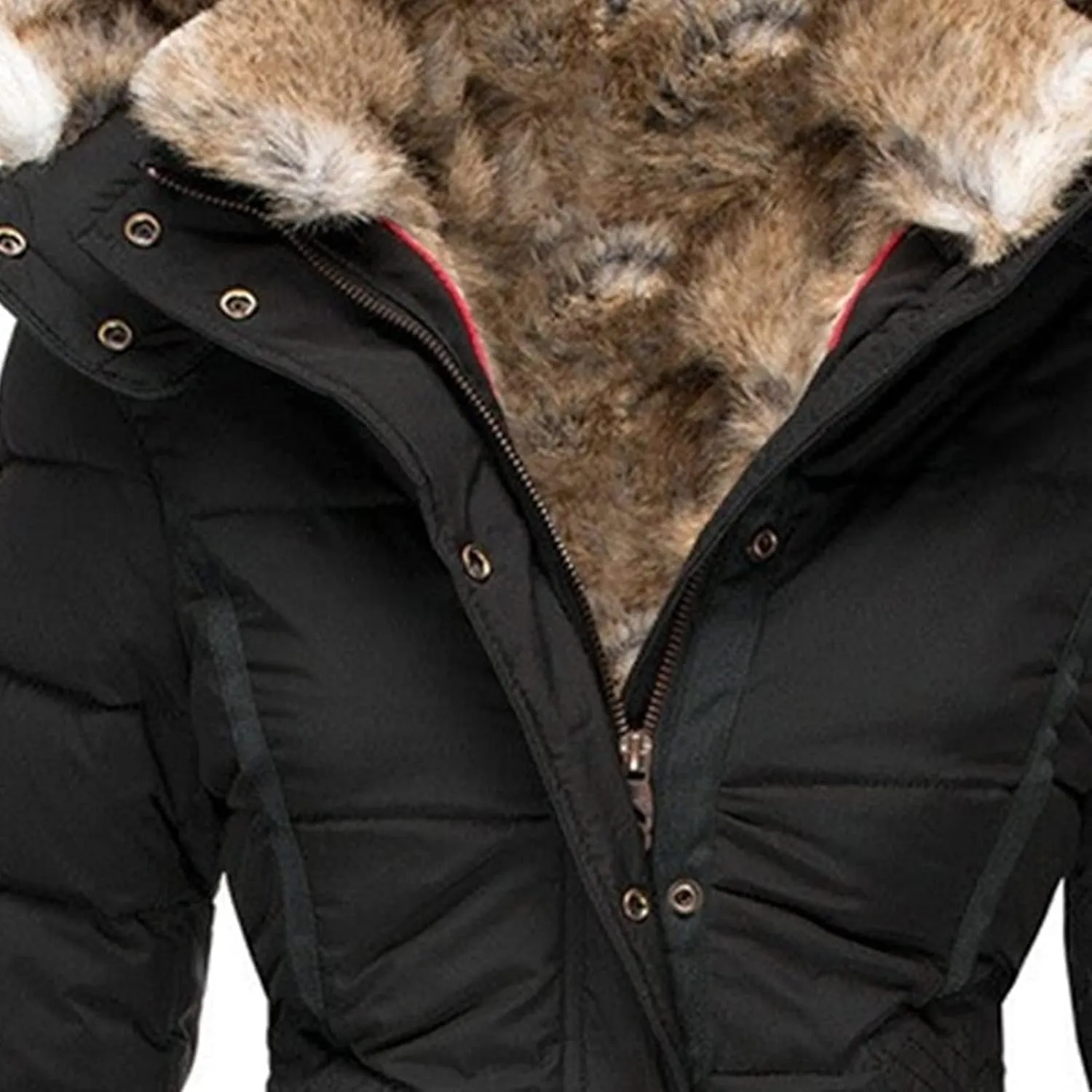 JEsilunmaMY Women's Winter Military Hooded Coats Long Sleeve Slim Fit Fleece Parkas Anoraks Warm Thicken Cotton Puffer Jacket