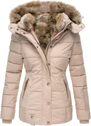 JEsilunmaMY Women's Winter Military Hooded Coats Long Sleeve Slim Fit Fleece Parkas Anoraks Warm Thicken Cotton Puffer Jacket