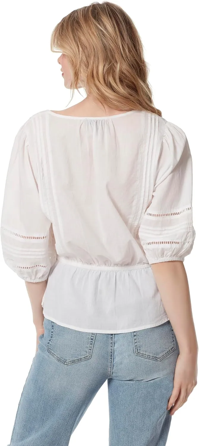 Jessica Simpson Women's Twyla Tie Waist Button Down Peasent Top Standard