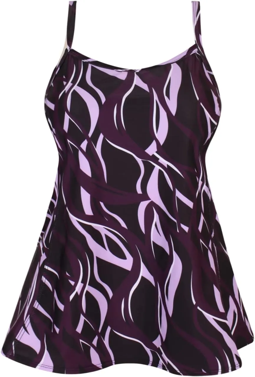JINXUEER Women's Plus Size Flowy Swimsuit Crossback Tankini Top Modest Swimwear