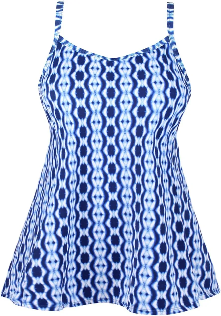 JINXUEER Women's Plus Size Flowy Swimsuit Crossback Tankini Top Modest Swimwear