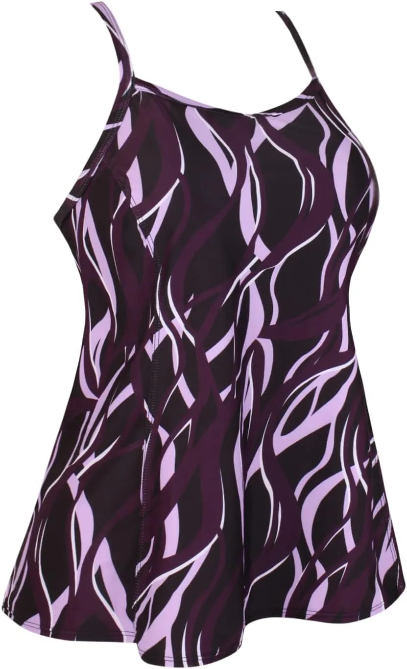 JINXUEER Women's Plus Size Flowy Swimsuit Crossback Tankini Top Modest Swimwear
