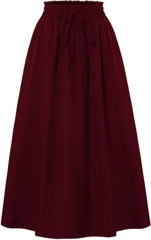 JJHAEVDY Womens Maxi Skirt Summer Trendy Elastic High Waisted Boho Casual Beach Flowy Swing Long Skirts with Pockets