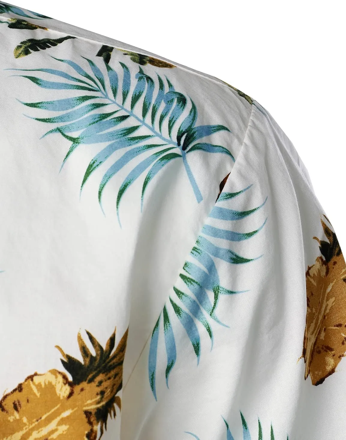 JOGAL Men's Cotton Button Down Short Sleeve Hawaiian Shirt