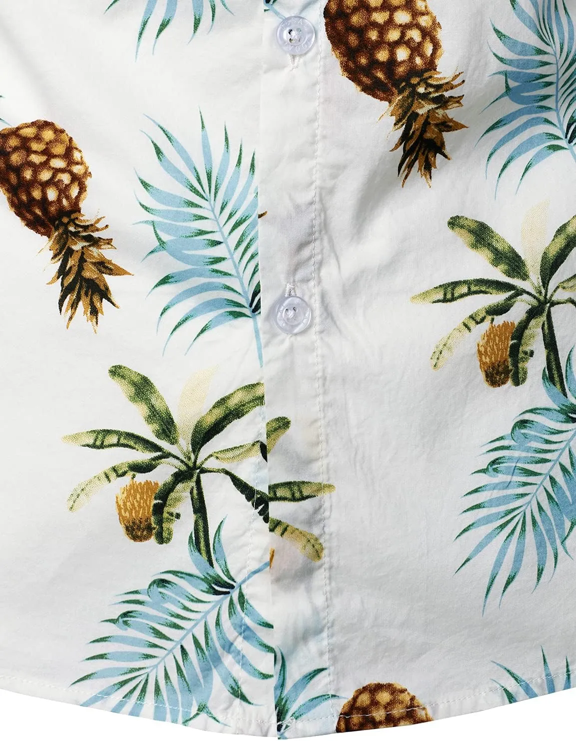 JOGAL Men's Cotton Button Down Short Sleeve Hawaiian Shirt