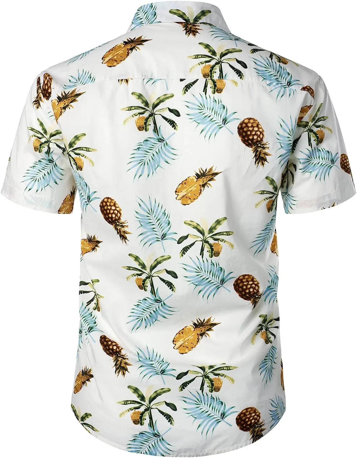 JOGAL Men's Cotton Button Down Short Sleeve Hawaiian Shirt