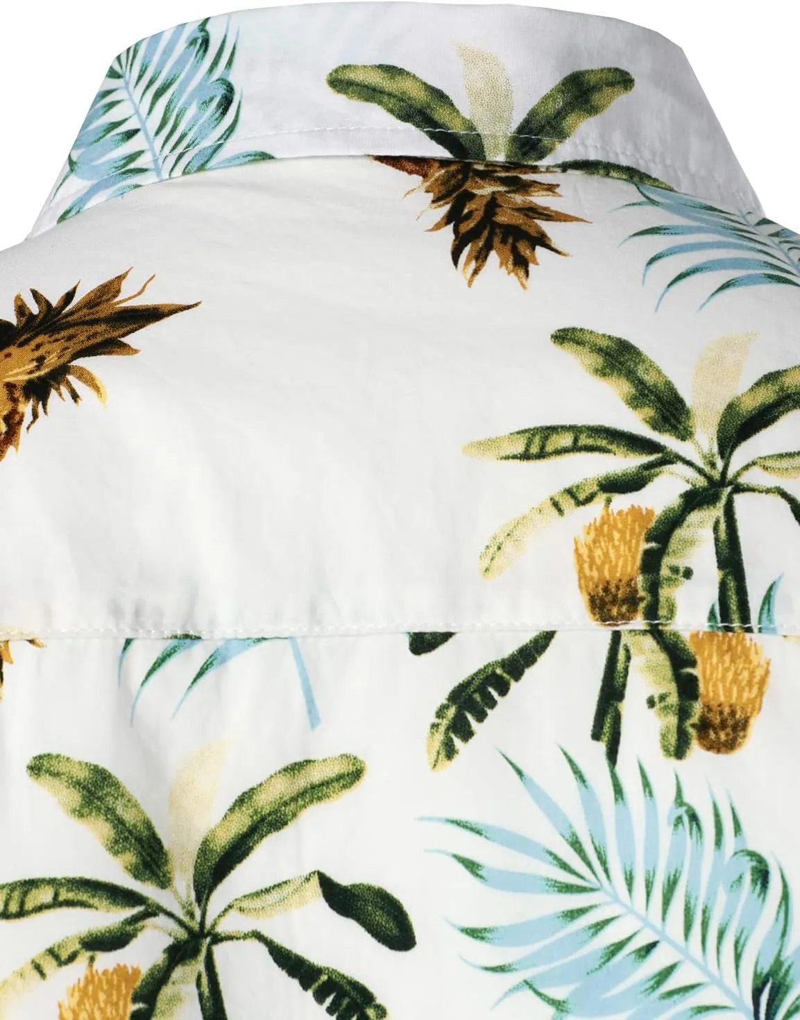 JOGAL Men's Cotton Button Down Short Sleeve Hawaiian Shirt