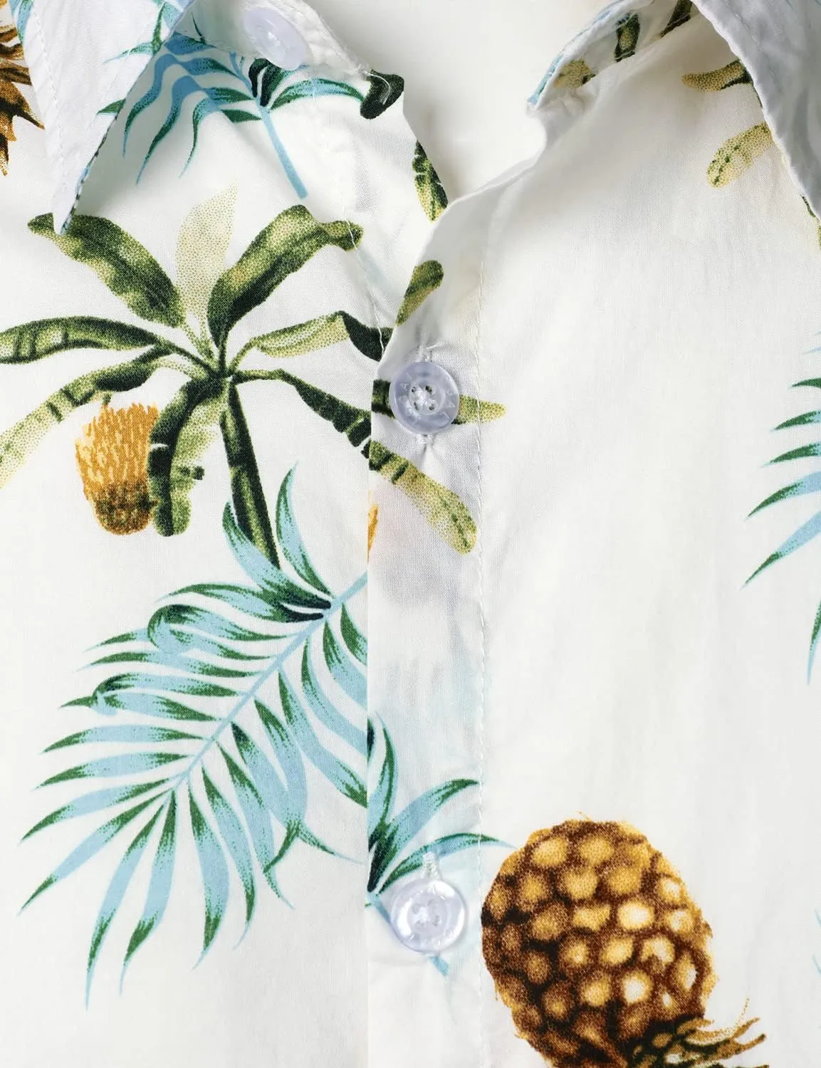 JOGAL Men's Cotton Button Down Short Sleeve Hawaiian Shirt