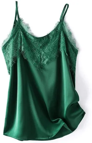 JSEIAJB Silk Camisole Women's Lace Sense Silk Bottoming Satin Outer Top
