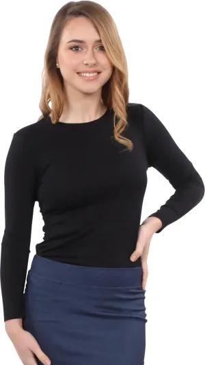 Kosher Casual Women's Modest Long Sleeve High Crew Neck Layering Top