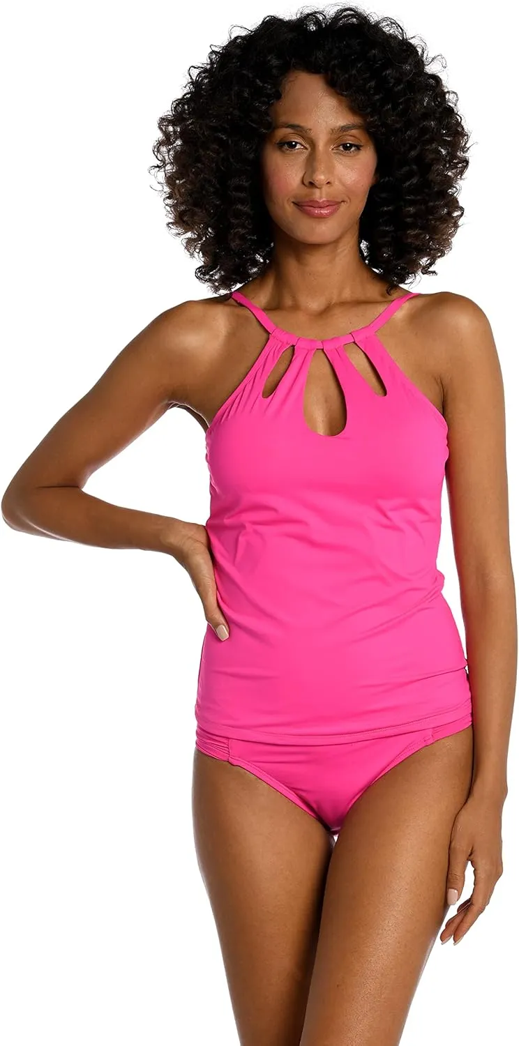 La Blanca Women's Island Goddess High Neck Keyhole Tankini Swimsuit Top
