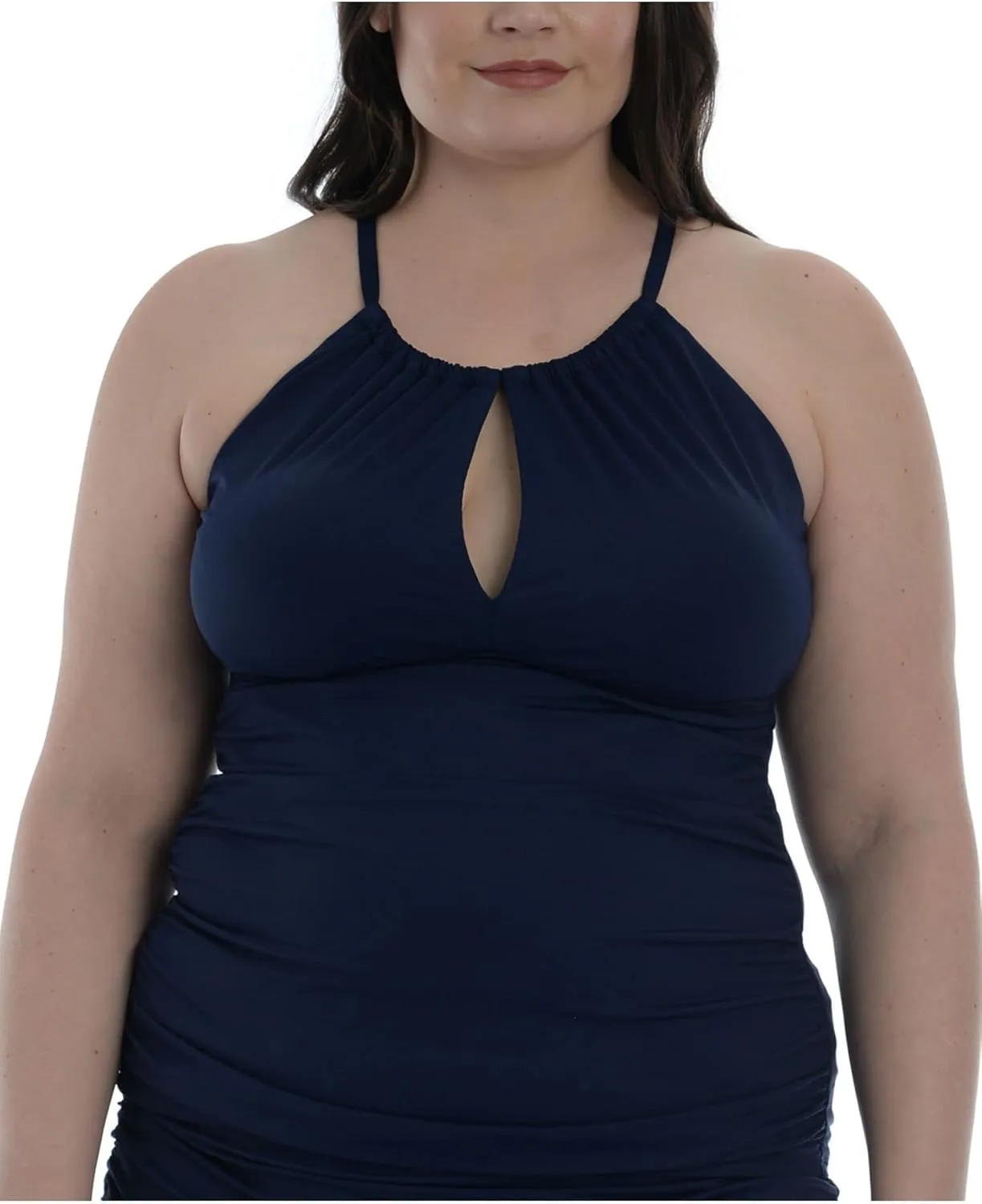 La Blanca Women's Island Goddess High Neck Keyhole Tankini Swimsuit Top