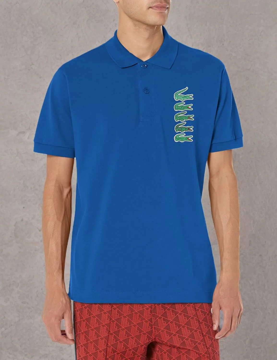 Lacoste Men's Short Sleeve Stacked Timeline Croc Polo Shirt