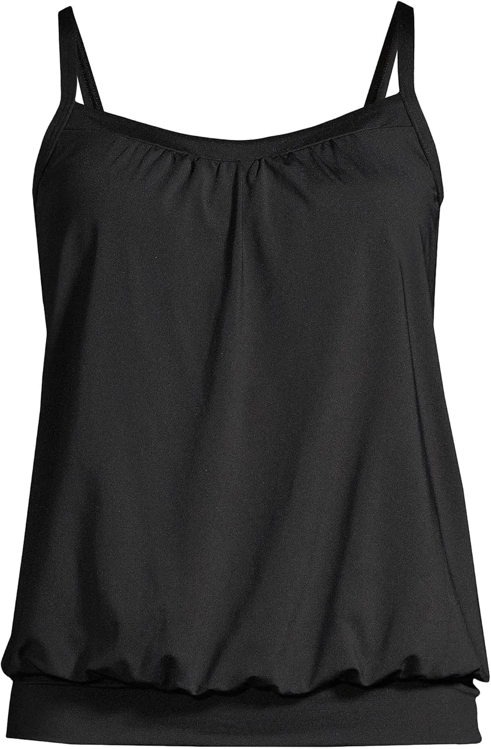 Lands' End Women's Blouson Tummy Hiding Tankini Top Swimsuit Adjustable Straps