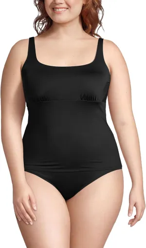 Lands' End Women's Square Neck Underwire Tankini Top Swimsuit Adjustable Straps