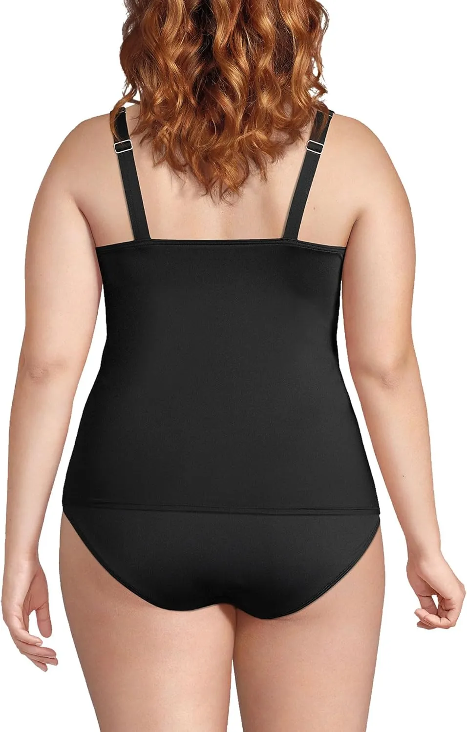 Lands' End Women's Square Neck Underwire Tankini Top Swimsuit Adjustable Straps