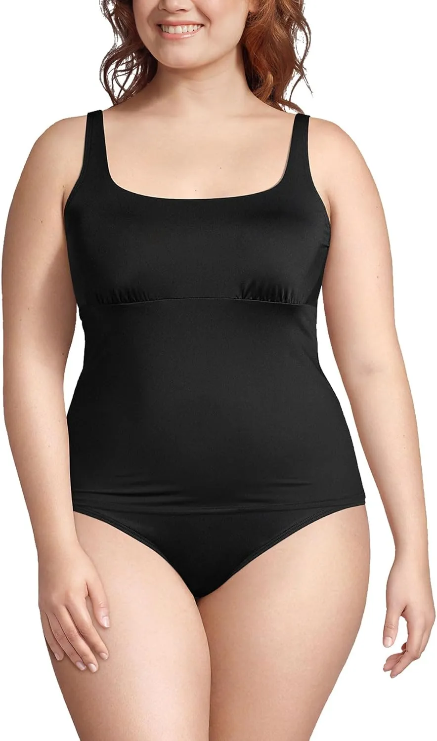 Lands' End Women's Square Neck Underwire Tankini Top Swimsuit Adjustable Straps