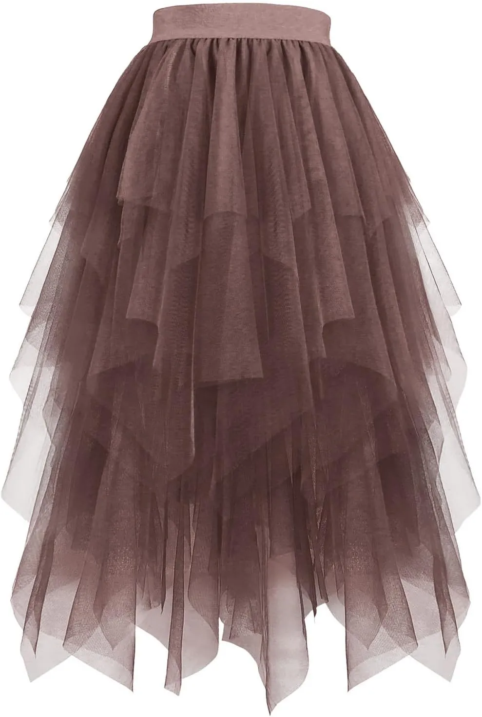 Layered Tulle Skirt for Women Gothic Asymmetrical Mesh Maxi Skirts Fashion High Waist Costume Style