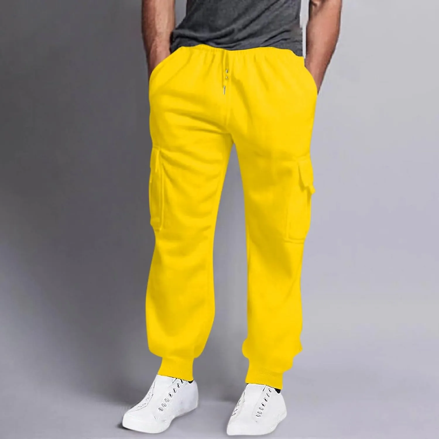 LCMTWX Baggy Jeans Men Men Elastic Drawstring Cotton Pants Waist Waist Mid Casual Solid Men's Casual Pants Jogger Pants Men
