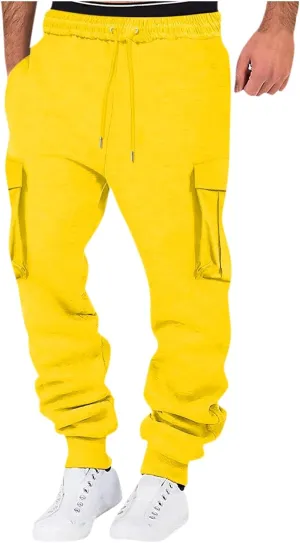 LCMTWX Baggy Jeans Men Men Elastic Drawstring Cotton Pants Waist Waist Mid Casual Solid Men's Casual Pants Jogger Pants Men