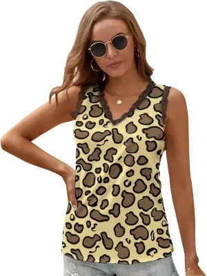 Leopard Printed V-Neck Camisole for Women Summer Top 2XL