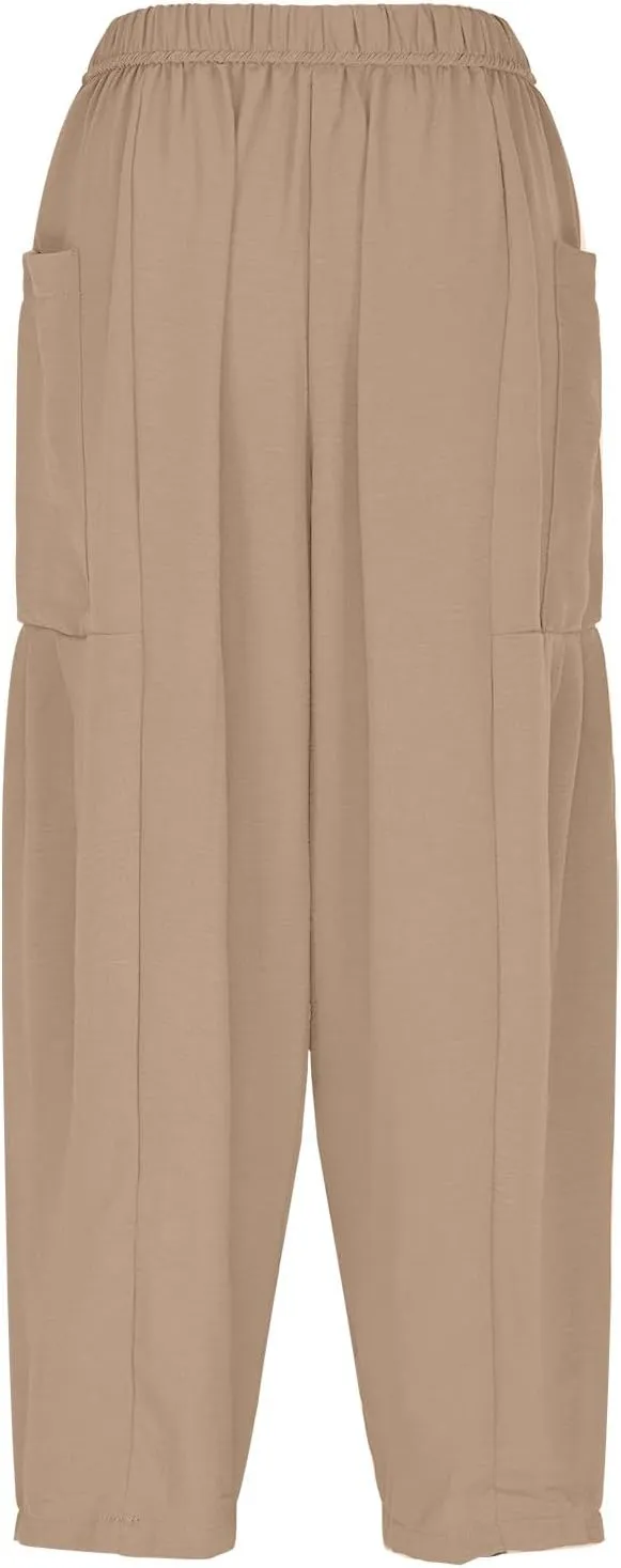 Linen Pants for Women Fashion 2025 Casual Lightweight Drawstring Elastic Waist Pants Solid Trousers with Pockets