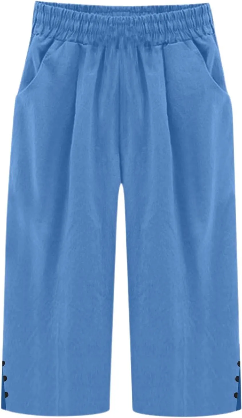 Linen Pants Women Cropped Loose High Waisted Lightweight Spring Summer Pants Palazzo Trousers Beach Travel Vacation Outfits