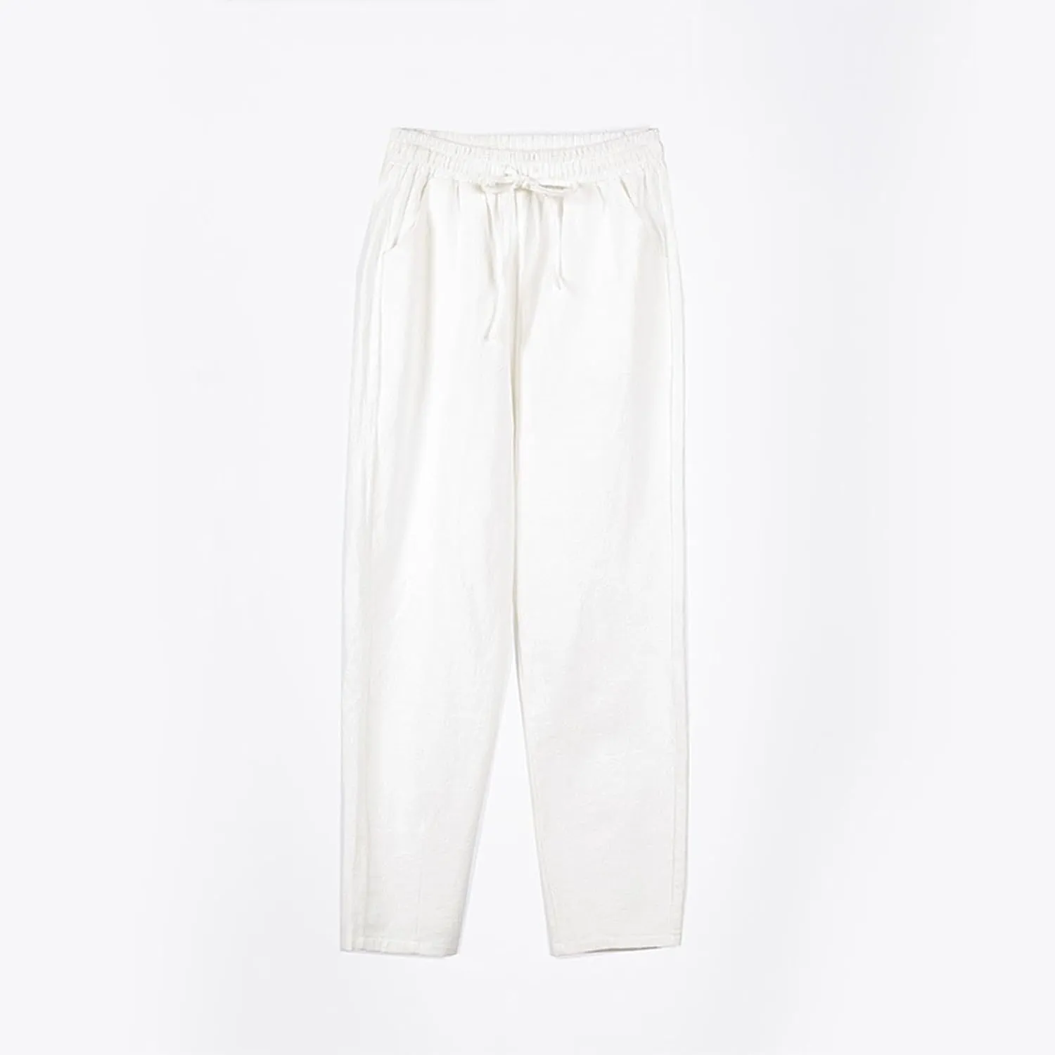Linen Pants Women Summer Casual High Waisted Straight Leg Beach Pants Drawstring Pants Trousers with Pockets