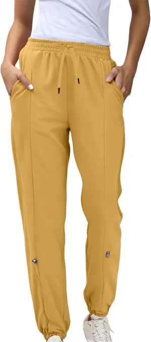 Linen Pants Women Tall Summer Straight Leg High Waist Flowy Beach Pants Travel Vacation Trendy Trouser with Pockets