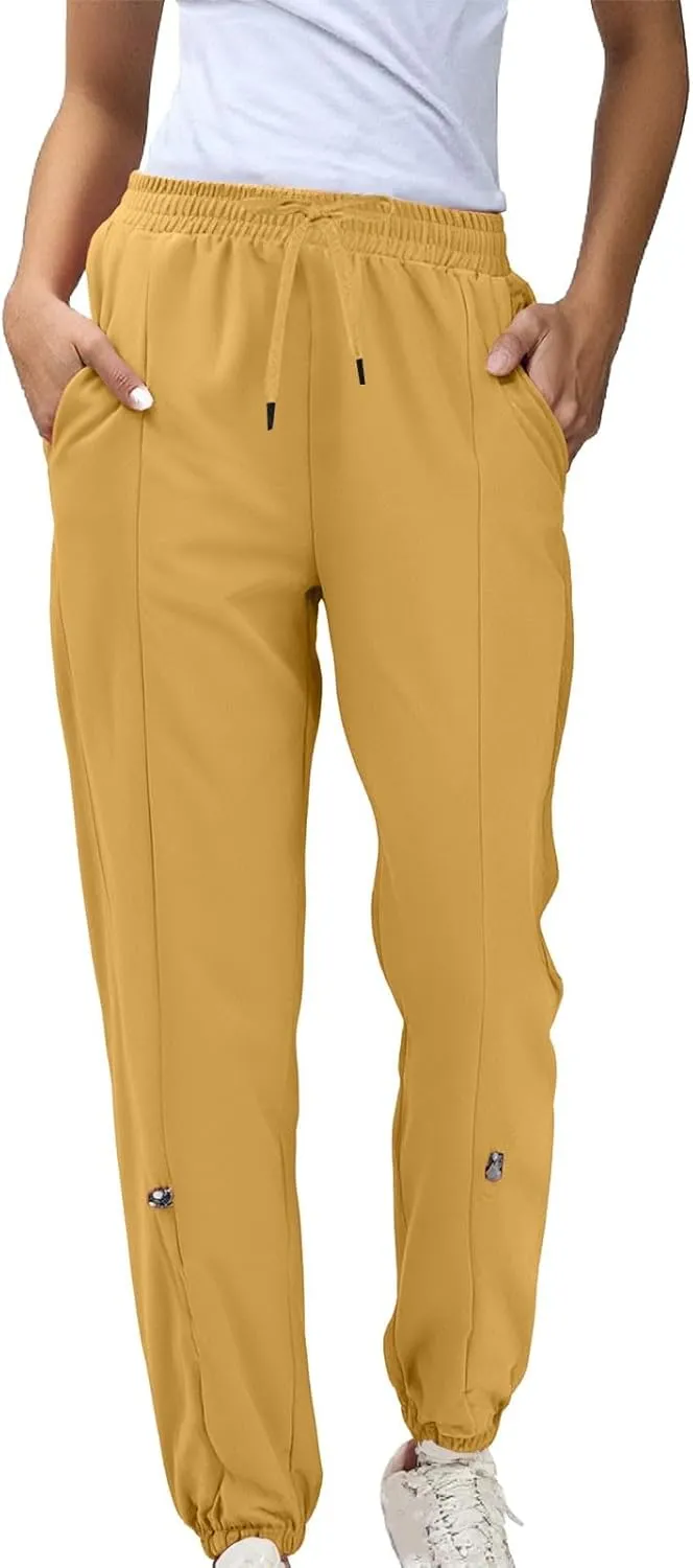 Linen Pants Women Tall Summer Straight Leg High Waist Flowy Beach Pants Travel Vacation Trendy Trouser with Pockets