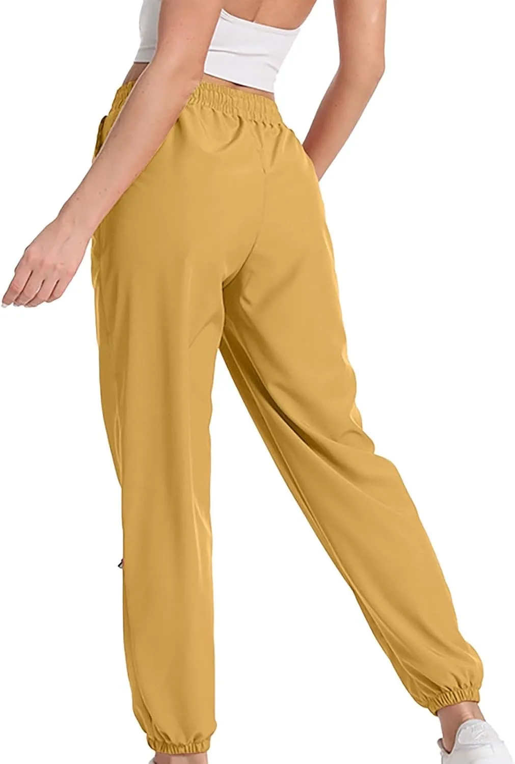 Linen Pants Women Tall Summer Straight Leg High Waist Flowy Beach Pants Travel Vacation Trendy Trouser with Pockets