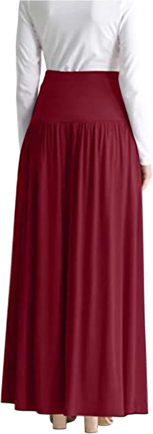 Long Skirt for Women Casual Maxi Skirt Plus Size Midi Skirt Flowy Swing Skirts High Waisted Lounge Skirt Ankle Length