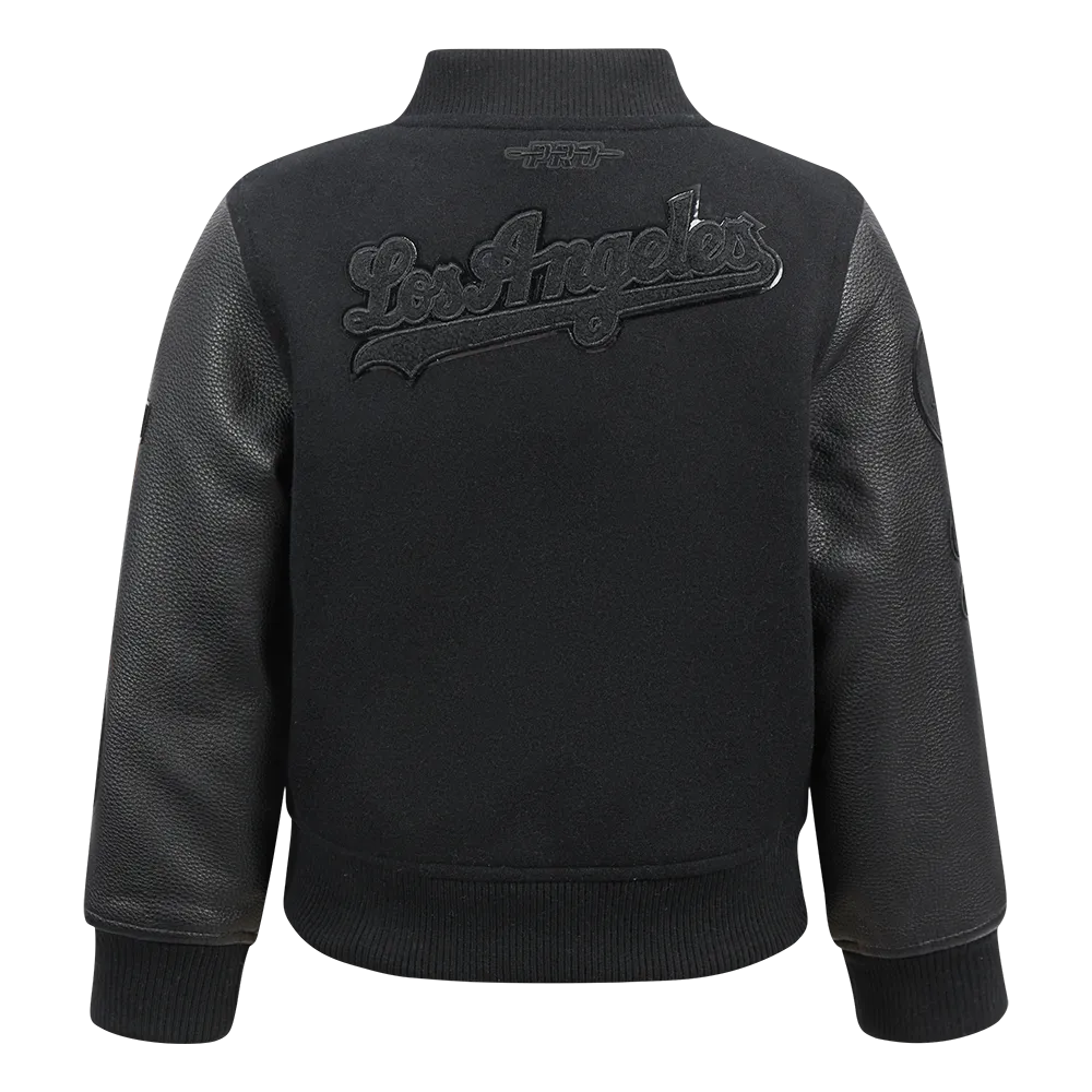 LOS ANGELES DODGERS TRIPLE BLACK TODDLER BOYS WOOL VARSITY JACKET (JET BLACK)