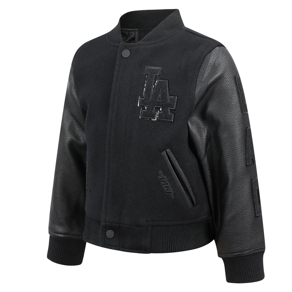 LOS ANGELES DODGERS TRIPLE BLACK TODDLER BOYS WOOL VARSITY JACKET (JET BLACK)