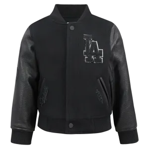 LOS ANGELES DODGERS TRIPLE BLACK TODDLER BOYS WOOL VARSITY JACKET (JET BLACK)
