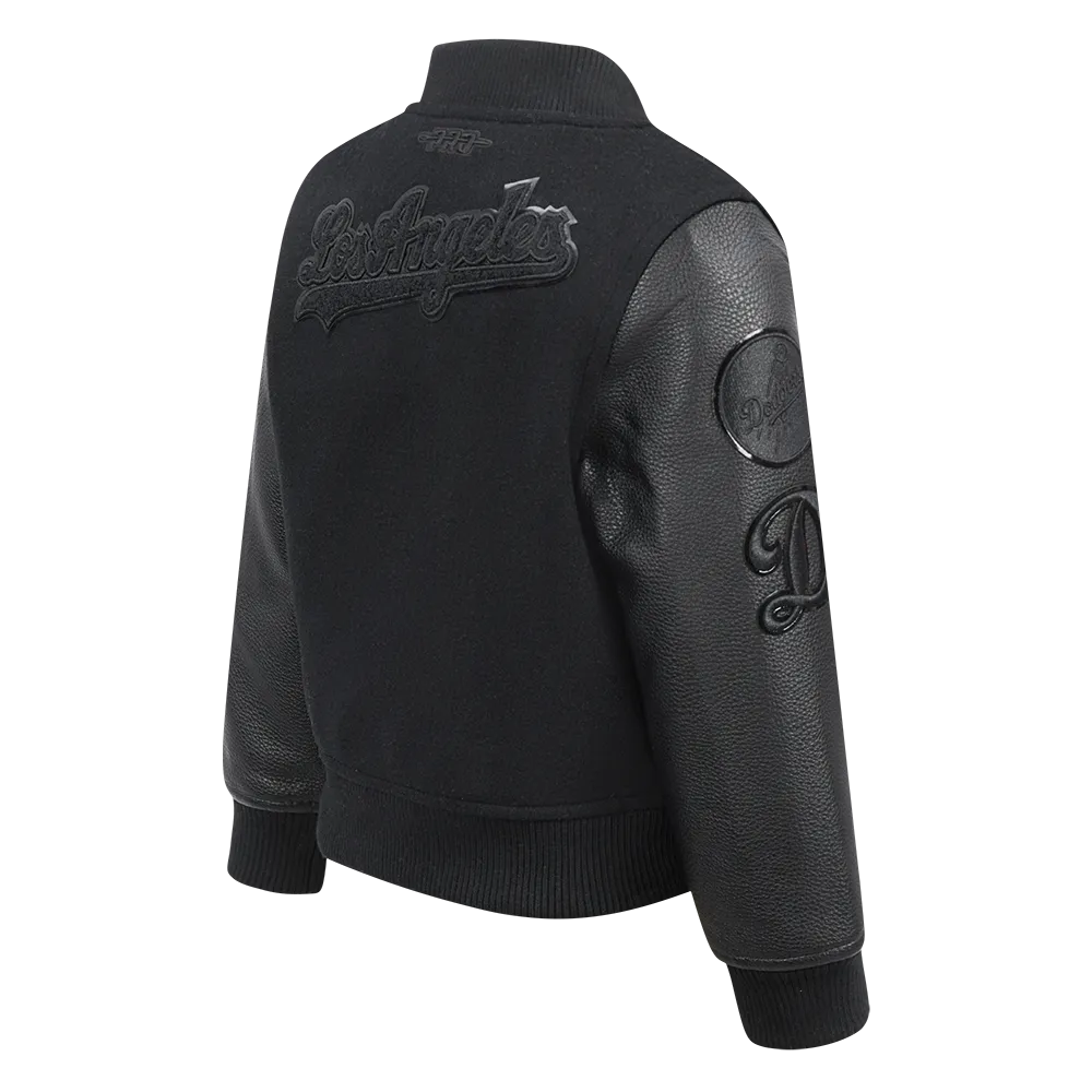LOS ANGELES DODGERS TRIPLE BLACK TODDLER BOYS WOOL VARSITY JACKET (JET BLACK)